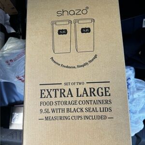 Extra Large Food Storage Containers Set of 2 - Black Lids